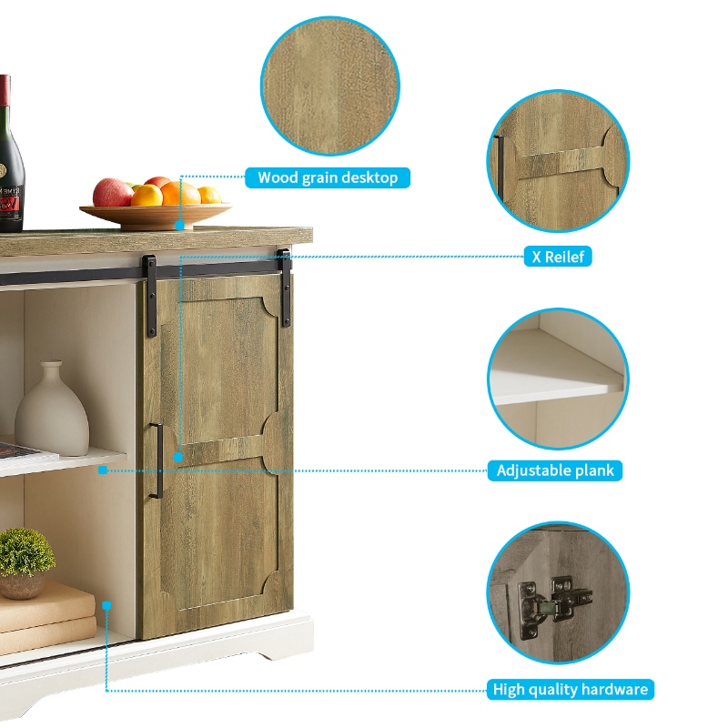 Extérieur en bois denoyer MDF Petites tables de buffet armoire buffet avec portes de grange coulissantes