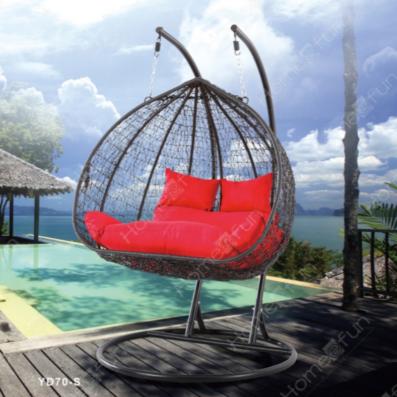 2022 commerce de gros d\'usine de haute qualité skywell Swing, mobilier extérieur, chaise d\'oeuf, chaise de canne décontractée, avec coussin et entretoise