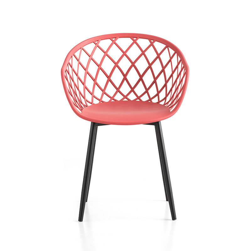 Mobilier d\'extérieur moderne Pp Cadre métallique en plastique Chaises Plastique fauteuil rouge Jardin Chaises