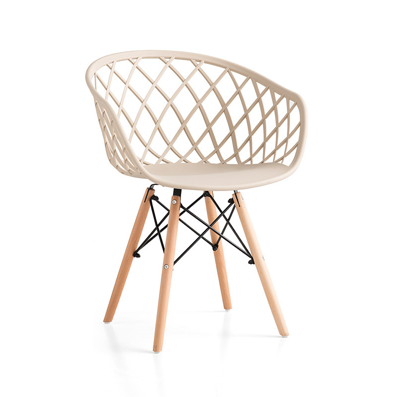 Vente chaude Nordic Design Style Restaurant Chaise en plastique de salle à manger blanc lourd avec des jambes en bois